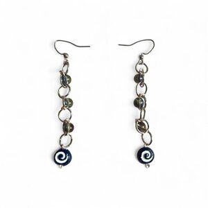 Handmade Swirl Beadead Silver Dangly Earrings